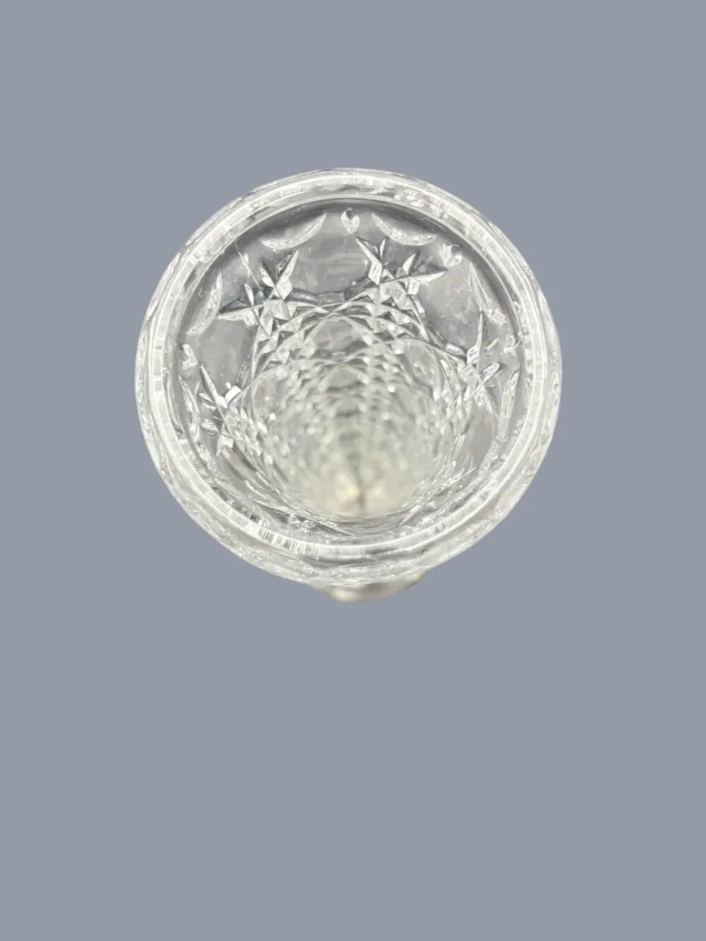 Vintage Indiana Glass Royal Brighton Clear Crystal Bud Vase Diamond Cut Pressed